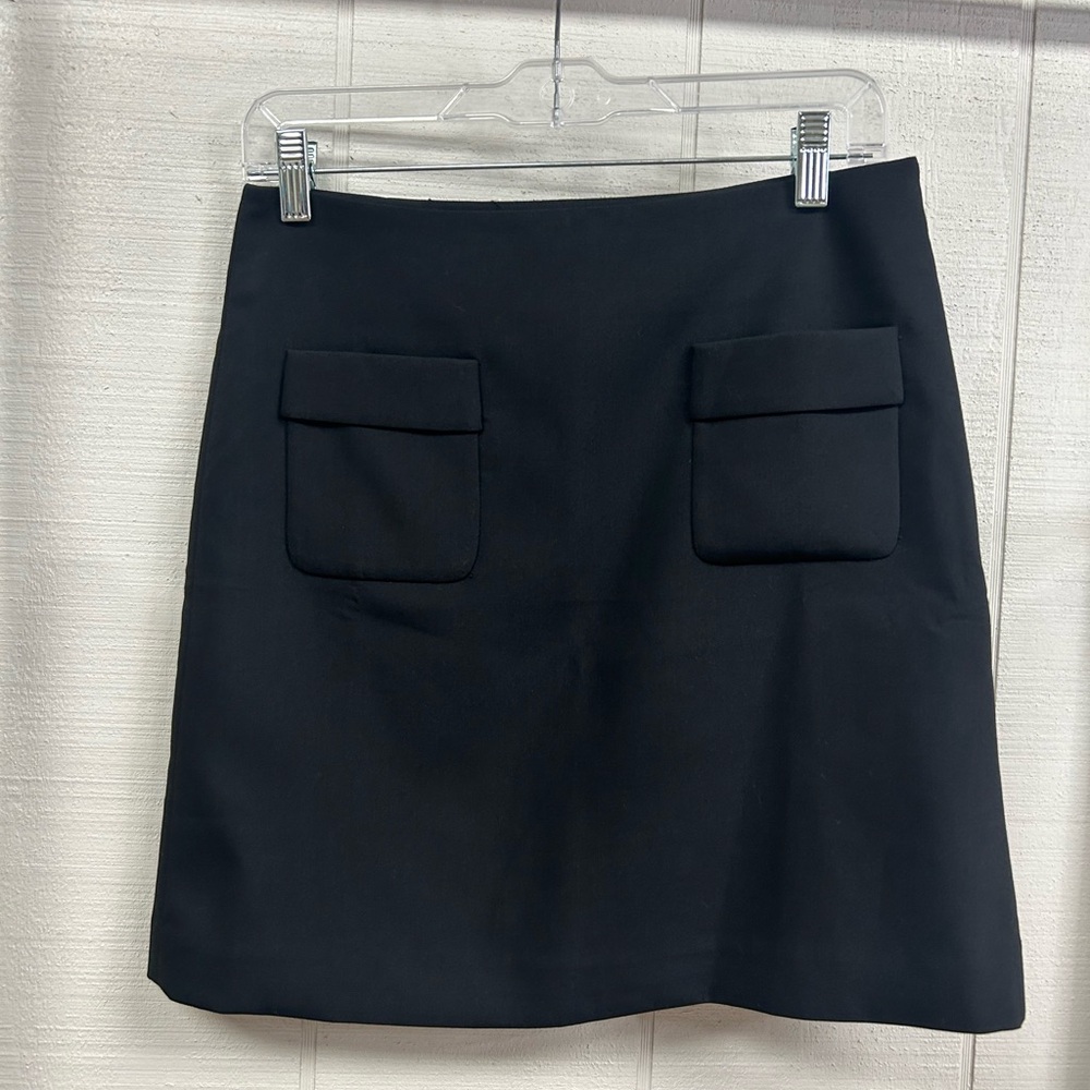 LOFT Black Mini Skirt with Front Flap Pockets